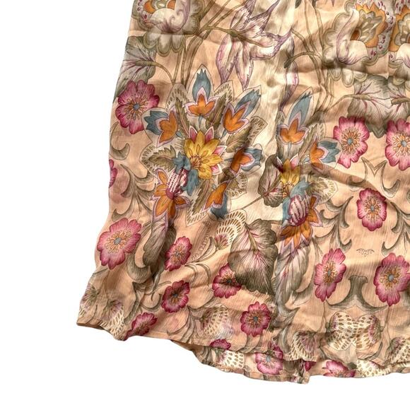 Soft Surroundings Jazmin Skirt Chiffon Floral Tan Petite M EUC - Picture 7 of 10